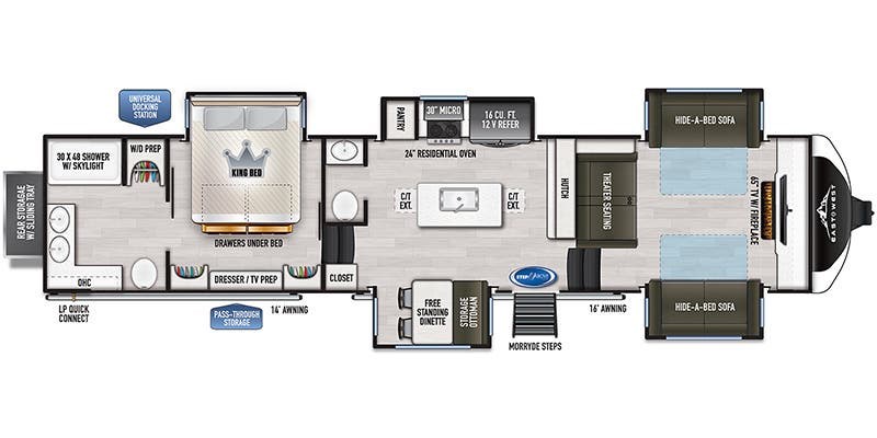 2023 EAST TO WEST RV AHARA 380FL, , floor-plans-day image number 0